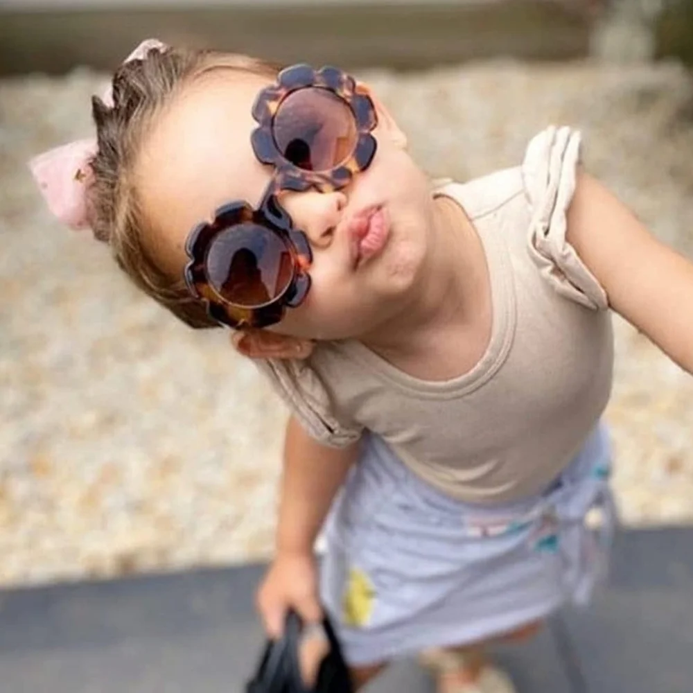 NEW ADEWU Sunglasses for Kids Round Flower Cute Glasses UV 400 Protection Girls
